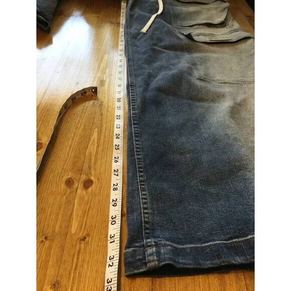 Rick Owens DRK SHDW Mens Cargo Denim Pants Jeans Size 48 Italy Wide Leg Grunge